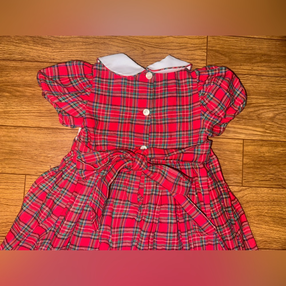 Vintage Anavini Girls christmas smocked dress Tartan Plaid Noah’s Ark size 2 - Picture 5 of 6